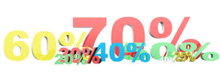 3d render of percent set. Isolated on white background の写真素材