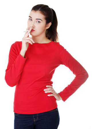 Young woman smoking electronic cigarette  ecigarette , の写真素材
