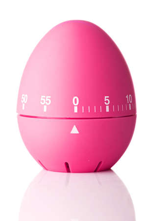 Pink egg timer isolated on white background の写真素材
