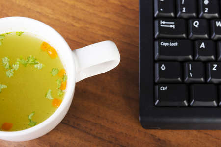 Hot soup cup at work.の写真素材