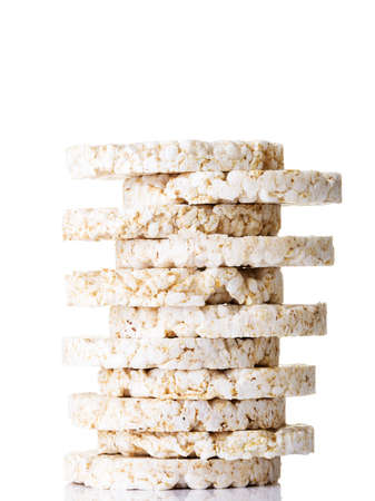 Rice cake pile, isolated on whiteの写真素材