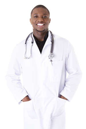 Handsome african american medical doctor , isoalted on whiteの写真素材