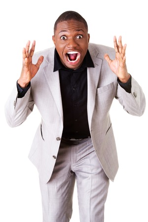 Young shocked businessmanの写真素材