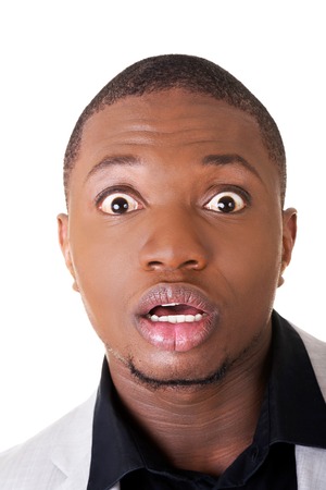 Young shocked businessmanの写真素材