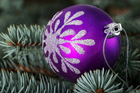 One christmas ball over tree の写真素材