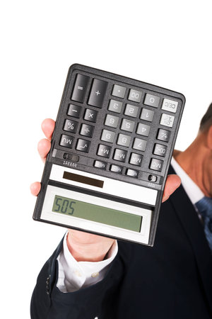 Financier businessman hand with calculator.の写真素材