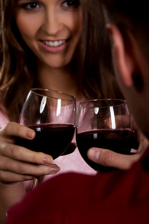 Couple on a date drinking wine.