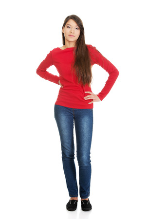 Beautiful casual young student woman.の写真素材