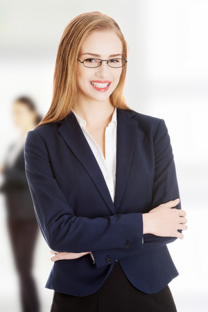 Young cheerful toothy smiling business woman.の写真素材
