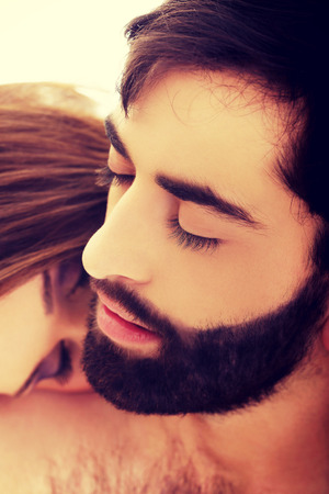 Sexy passionate heterosexual couple embracing.の写真素材
