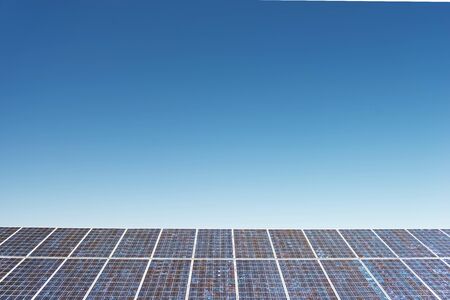 Panels of solar power station on the field.の写真素材