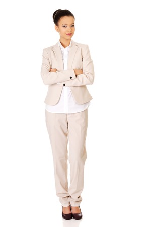Young african business woman with arms crossed.の写真素材