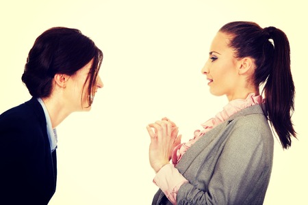 Two angry businesswomans arguing with eachother.の写真素材