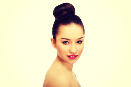 Beautiful caucasian woman with full make up.の写真素材