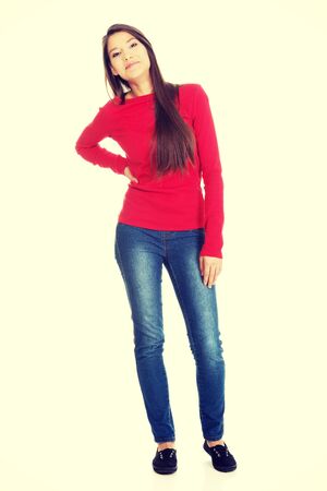Beautiful casual young student woman.の写真素材