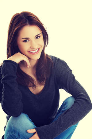 Young casual woman style. Studio portrait.の写真素材