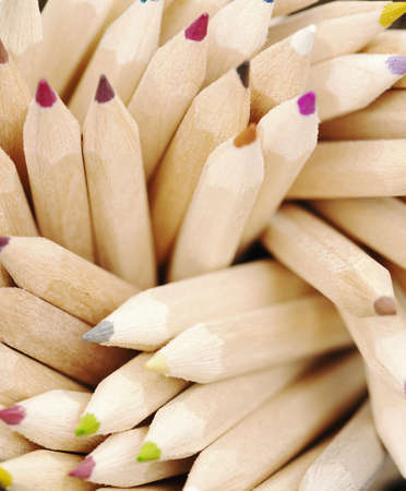 Top view of colored pencils in holder.の写真素材