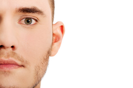 Half face close up portrait.の写真素材