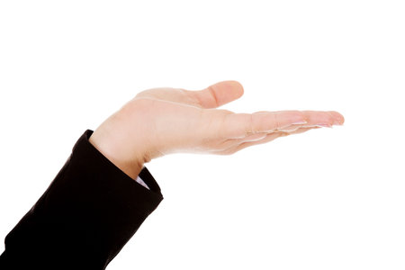 Open palm of business woman.の写真素材