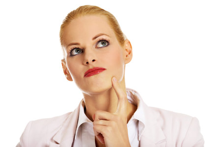 Business woman thinking about something.