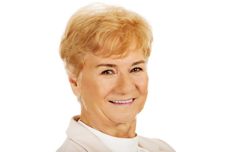 Smile elegant senior blonde woman.