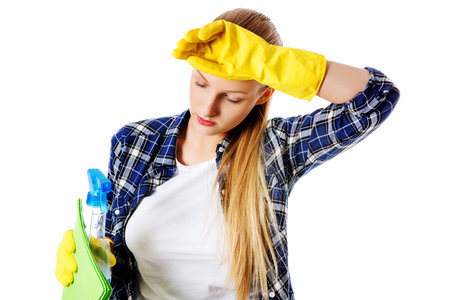 Cleaning concept. Young woman cleaninc