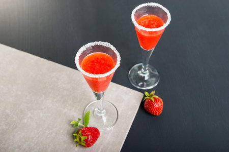 Two glass of straberry cocktailの写真素材