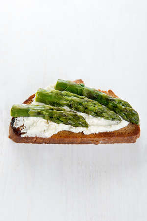 Single sandwich with cream cheese and asparagusの写真素材