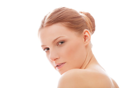 Beauty woman face portrait. Beautiful spa model girl with perfect fresh clean skin.