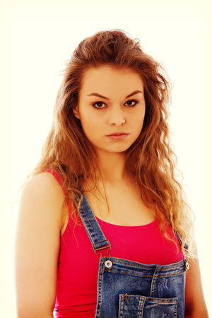 Unhappy and thoughtful young woman.の写真素材