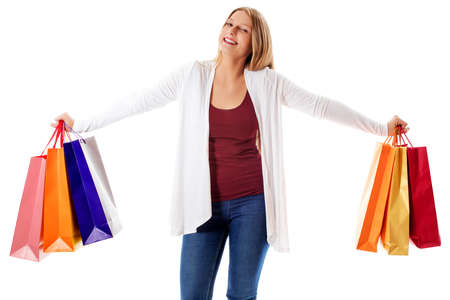 Beauty hhopping woman holding bagsの写真素材