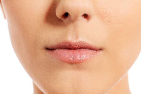 Beautiful perfect lips. Sexy mouth close upの写真素材