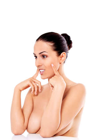 Beautiful nude woman isolated on white background.の写真素材