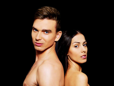 Closeup of undressed sensual coupleの写真素材