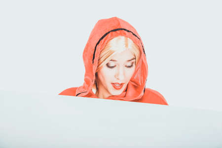 Woman as a Little Red Riding Hood.の写真素材