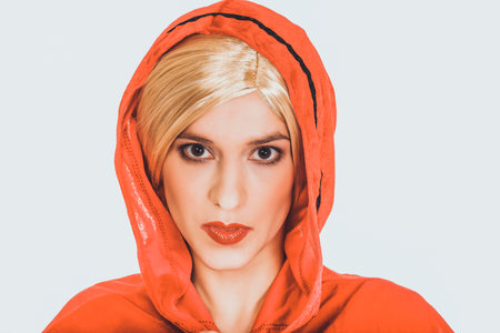 Woman as a Little Red Riding Hood.の写真素材