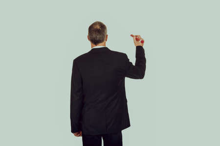 Businessman with big red pencilの写真素材