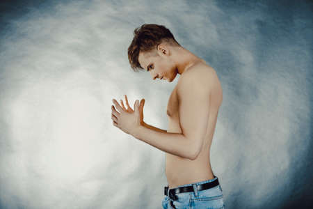 Young angry man.の写真素材