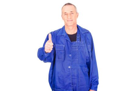 Repairman showing thumbs upの写真素材