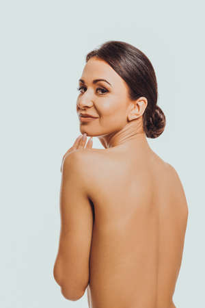 Spa woman touching her chinの写真素材