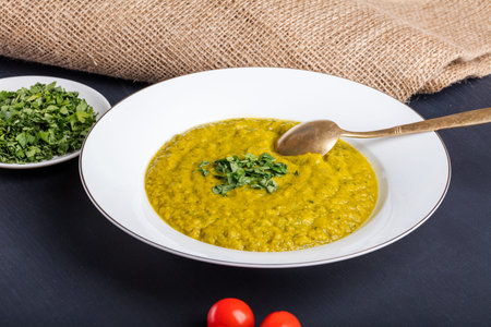 Green squash soup with parsley.の写真素材