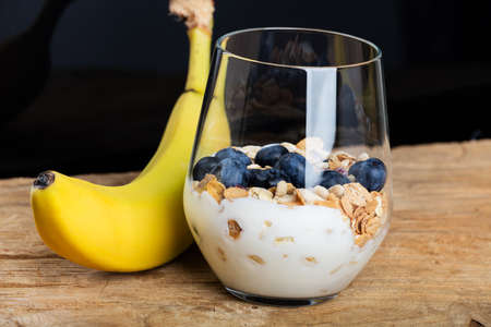 Dietetic breakfast - fruits, yoghurt and muesliの写真素材