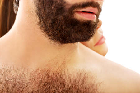 Beautiful woman with her head on man's back.の写真素材