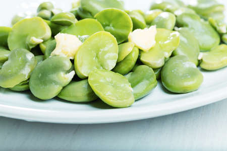 Heap of boiled broad beans.の写真素材