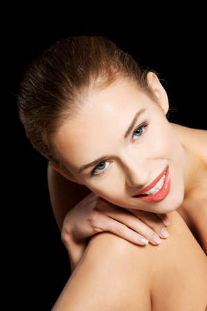 Topless sensual caucasian woman.の写真素材