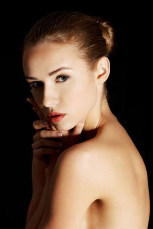 Topless sensual caucasian woman.の写真素材