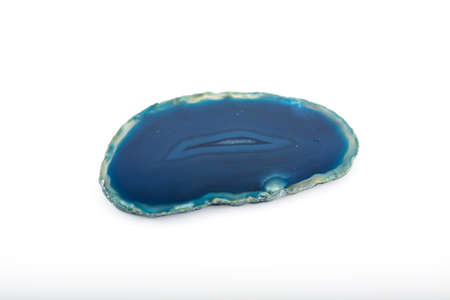 Blue agate mineral stone on white background.の写真素材