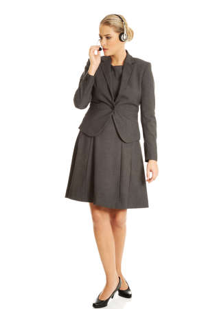 Call center woman talking to customerの写真素材