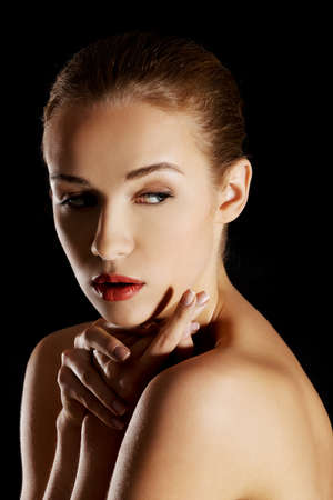 Topless sensual caucasian woman.の写真素材