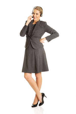 Call center woman talking to customerの写真素材